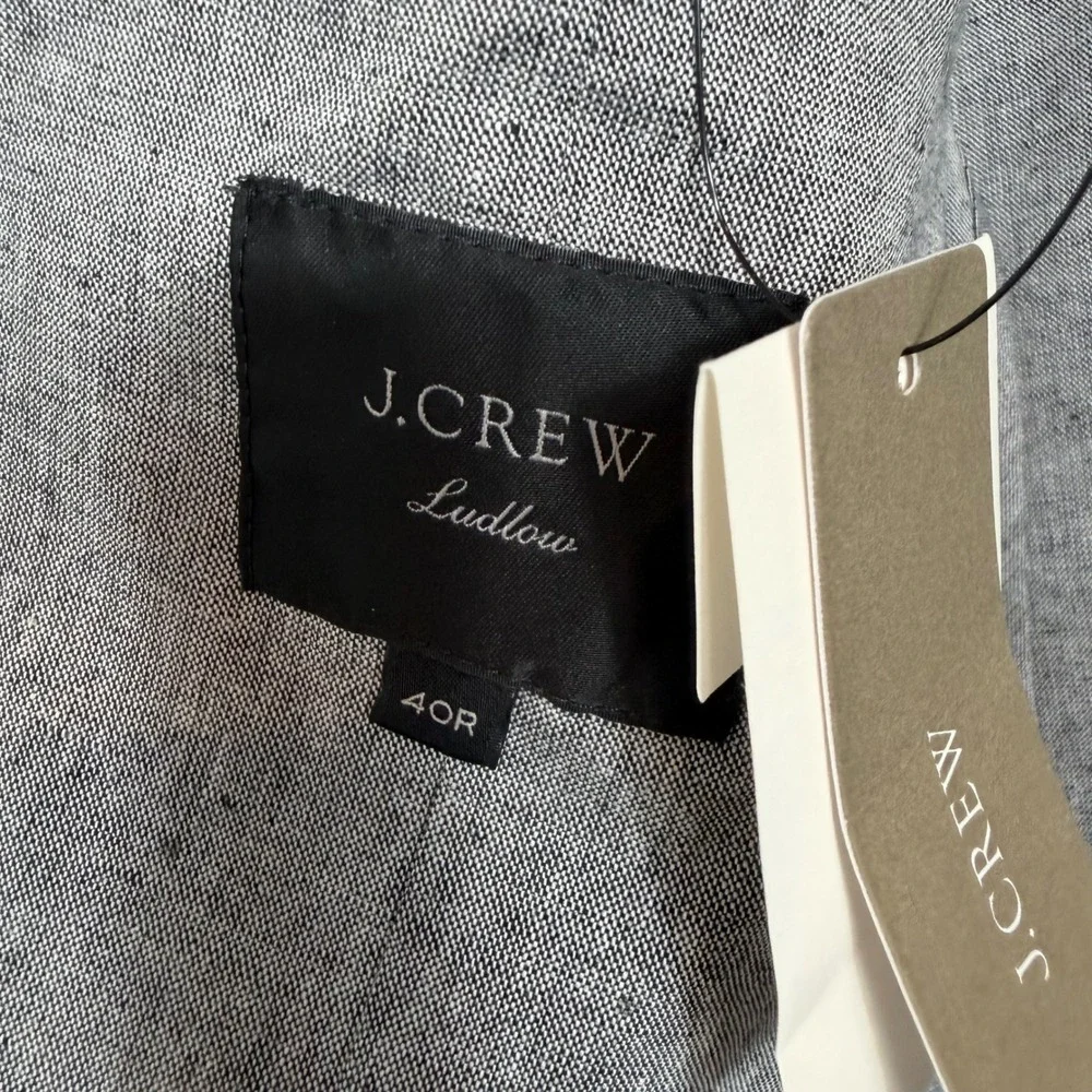 J.Crew Ludlow Suit Mens 40R 32x32 Gray Cotton Linen Somelos 2 Piece NWT
